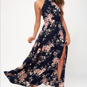 Lulu’s midnight blue floral maxi, size Xl,